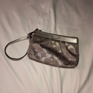 Silver Coach Wristlet
